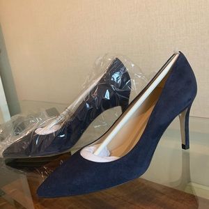 LK Bennet Navy Suede Floret Pump Never Worn In Box